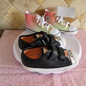 Converse Black and White Kids Velcro Sneakers